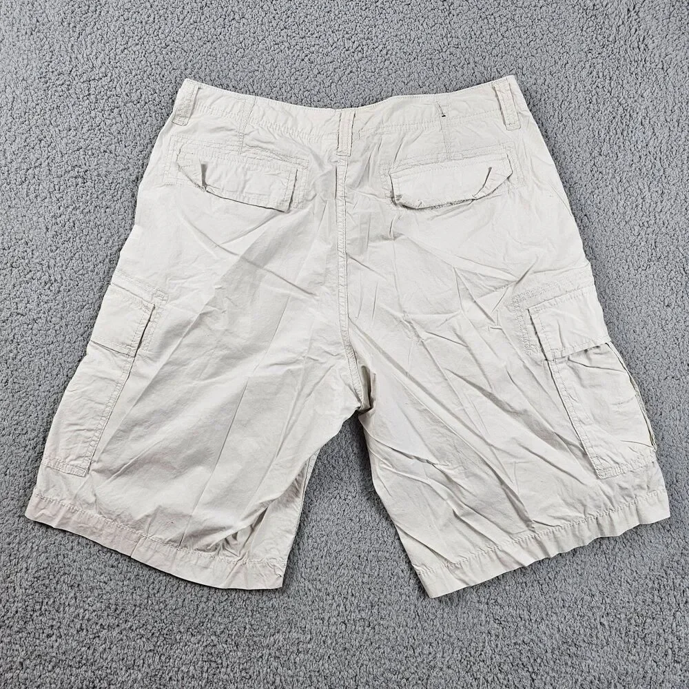 Vintage Polo Jeans Co Short Mens 34 Cream Cargo Military 90s Skater Baggy Casual